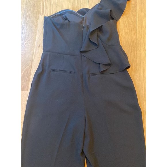CeCe Women’s Jumpsuit One Shoulder Ruffle Black 6 - Picture 4 of 10